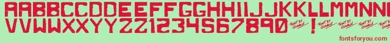 DirtyDungSolid Font – Red Fonts on Green Background