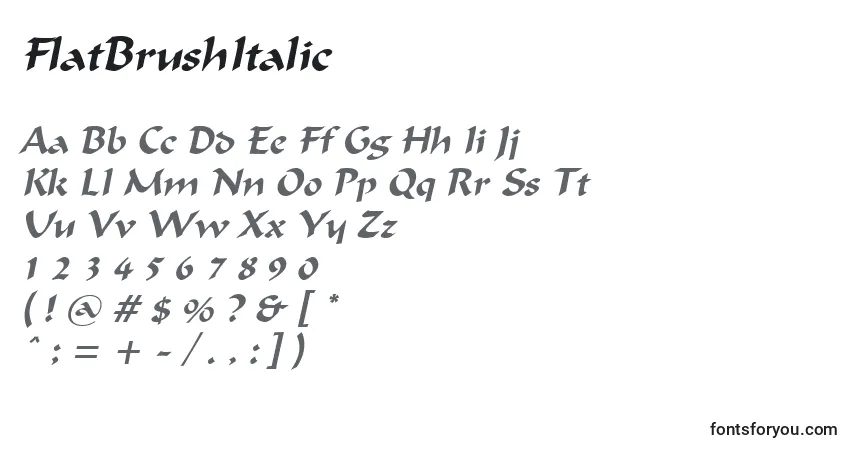 FlatBrushItalic-fontti – aakkoset, numerot, erikoismerkit