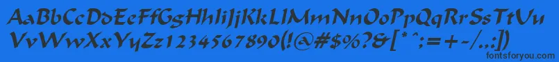 FlatBrushItalic-fontti – mustat fontit sinisellä taustalla