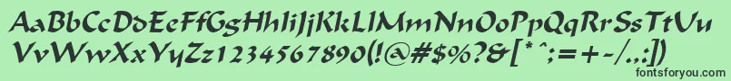 FlatBrushItalic Font – Black Fonts on Green Background