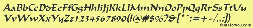 fuente FlatBrushItalic – Fuentes Negras Sobre Fondo Amarillo