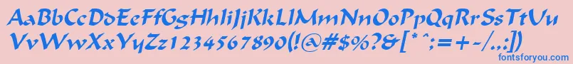 FlatBrushItalic Font – Blue Fonts on Pink Background