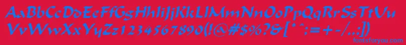 FlatBrushItalic Font – Blue Fonts on Red Background
