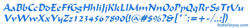 Czcionka FlatBrushItalic – niebieskie czcionki na białym tle