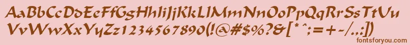 フォントFlatBrushItalic – ピンクの背景に茶色のフォント