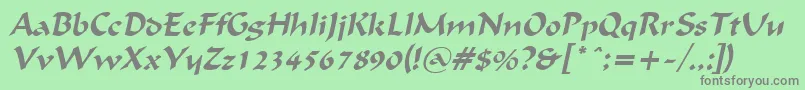 FlatBrushItalic Font – Gray Fonts on Green Background
