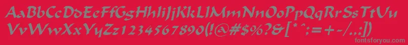 FlatBrushItalic Font – Gray Fonts on Red Background
