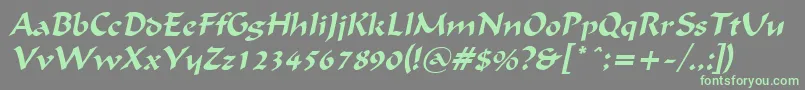 FlatBrushItalic Font – Green Fonts on Gray Background