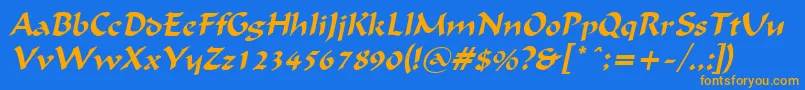 FlatBrushItalic Font – Orange Fonts on Blue Background