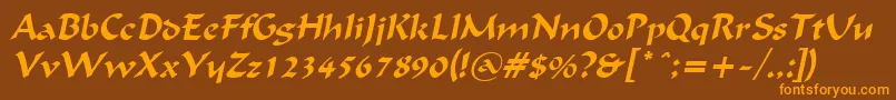 FlatBrushItalic Font – Orange Fonts on Brown Background