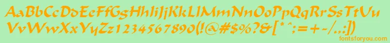 Шрифт FlatBrushItalic – оранжевые шрифты на зелёном фоне