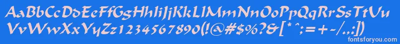 FlatBrushItalic Font – Pink Fonts on Blue Background