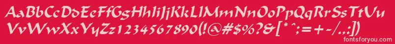 FlatBrushItalic Font – Pink Fonts on Red Background