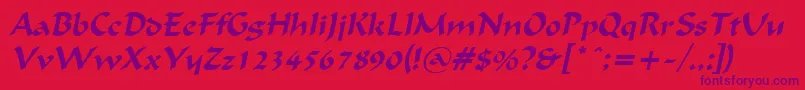 フォントFlatBrushItalic – 赤い背景に紫のフォント