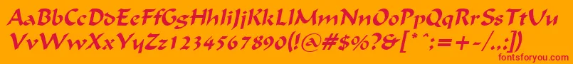 FlatBrushItalic Font – Red Fonts on Orange Background