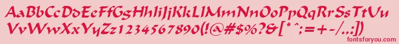 Fonte FlatBrushItalic – fontes vermelhas em um fundo rosa