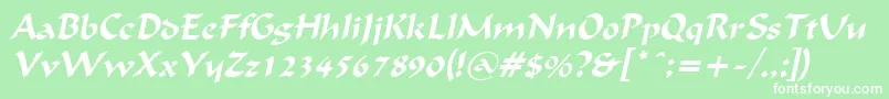 フォントFlatBrushItalic – 緑の背景に白い文字