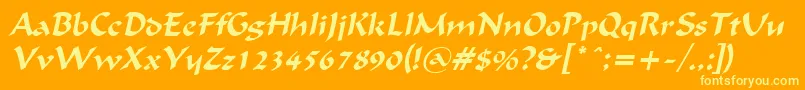 FlatBrushItalic Font – Yellow Fonts on Orange Background