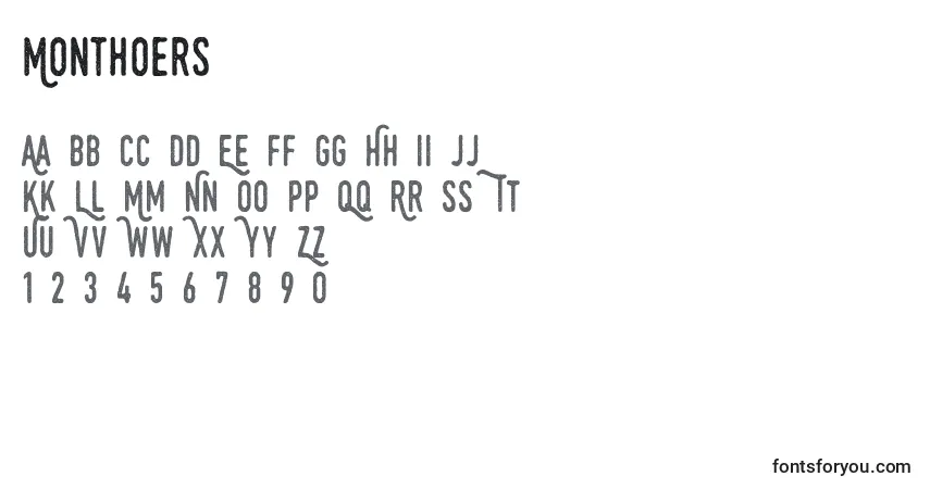 A fonte Monthoers (16348) – alfabeto, números, caracteres especiais
