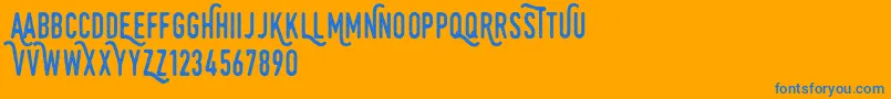 Monthoers Font – Blue Fonts on Orange Background