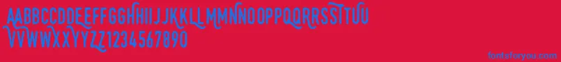 Monthoers Font – Blue Fonts on Red Background