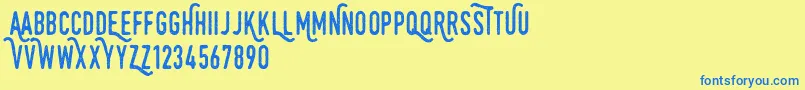 Monthoers Font – Blue Fonts on Yellow Background