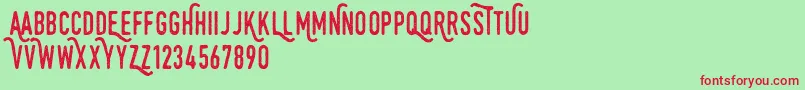 Monthoers Font – Red Fonts on Green Background