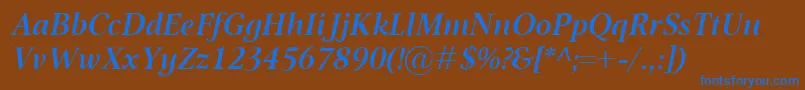 OmnibusSemiboldItalic Font – Blue Fonts on Brown Background