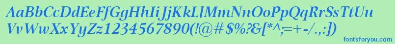 OmnibusSemiboldItalic Font – Blue Fonts on Green Background