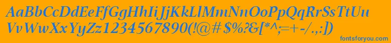 OmnibusSemiboldItalic Font – Blue Fonts on Orange Background