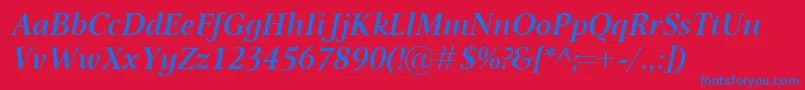 OmnibusSemiboldItalic Font – Blue Fonts on Red Background