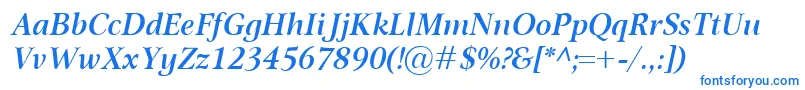 OmnibusSemiboldItalic Font – Blue Fonts on White Background