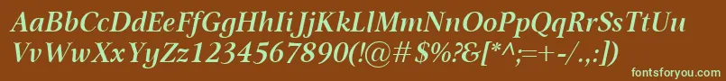 OmnibusSemiboldItalic Font – Green Fonts on Brown Background