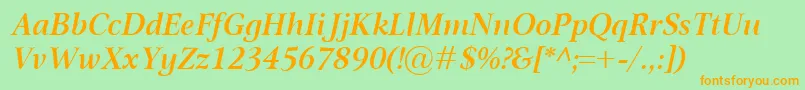 OmnibusSemiboldItalic Font – Orange Fonts on Green Background