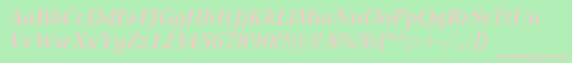 OmnibusSemiboldItalic Font – Pink Fonts on Green Background