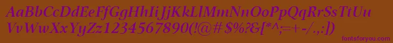 OmnibusSemiboldItalic Font – Purple Fonts on Brown Background