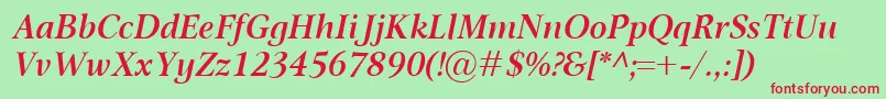 OmnibusSemiboldItalic Font – Red Fonts on Green Background