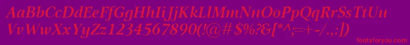 OmnibusSemiboldItalic Font – Red Fonts on Purple Background