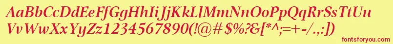 OmnibusSemiboldItalic Font – Red Fonts on Yellow Background