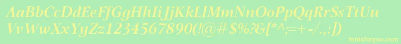 OmnibusSemiboldItalic Font – Yellow Fonts on Green Background