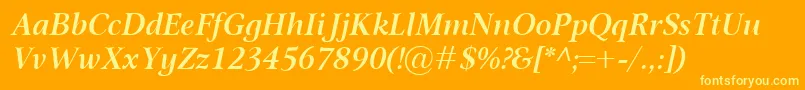 OmnibusSemiboldItalic Font – Yellow Fonts on Orange Background