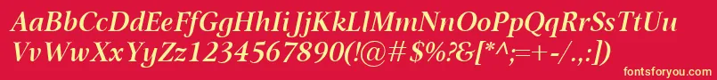 OmnibusSemiboldItalic Font – Yellow Fonts on Red Background