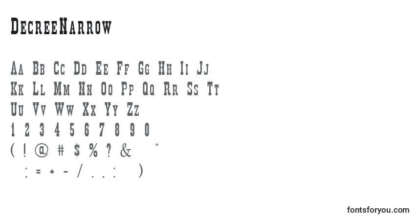 DecreeNarrow Font – alphabet, numbers, special characters
