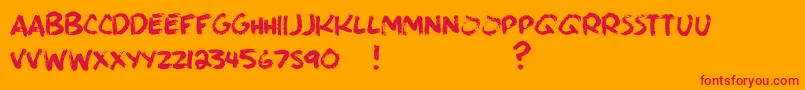 Fonte BrushieBrushie – fontes vermelhas em um fundo laranja