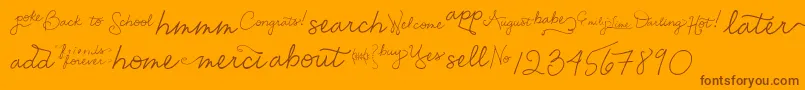 EmilyLimeWords-Schriftart – Braune Schriften auf orangefarbenem Hintergrund