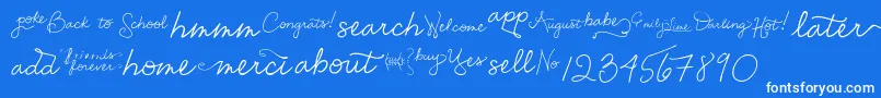 EmilyLimeWords-Schriftart – Weiße Schriften auf blauem Hintergrund