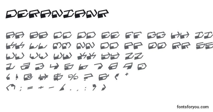 A fonte Deranianr – alfabeto, números, caracteres especiais