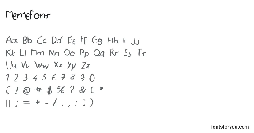 Fuente Memefont - alfabeto, números, caracteres especiales