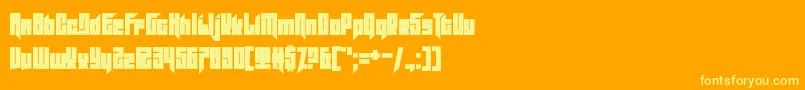 Slitter-Schriftart – Gelbe Schriften auf orangefarbenem Hintergrund