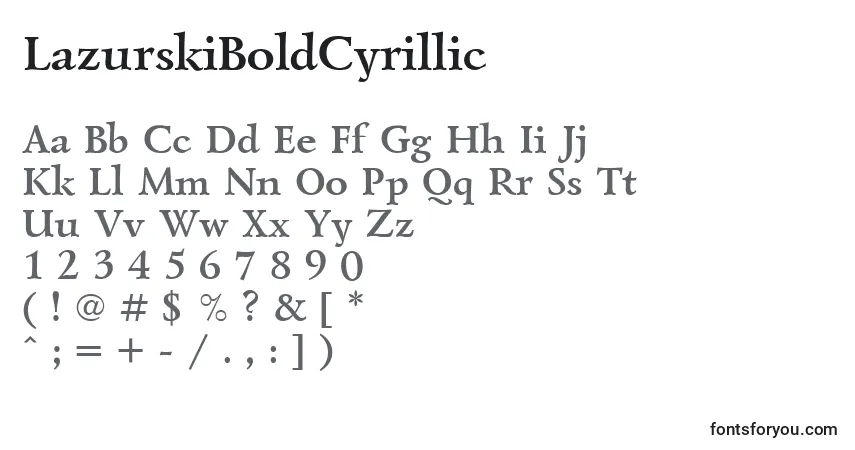 Czcionka LazurskiBoldCyrillic – alfabet, cyfry, specjalne znaki